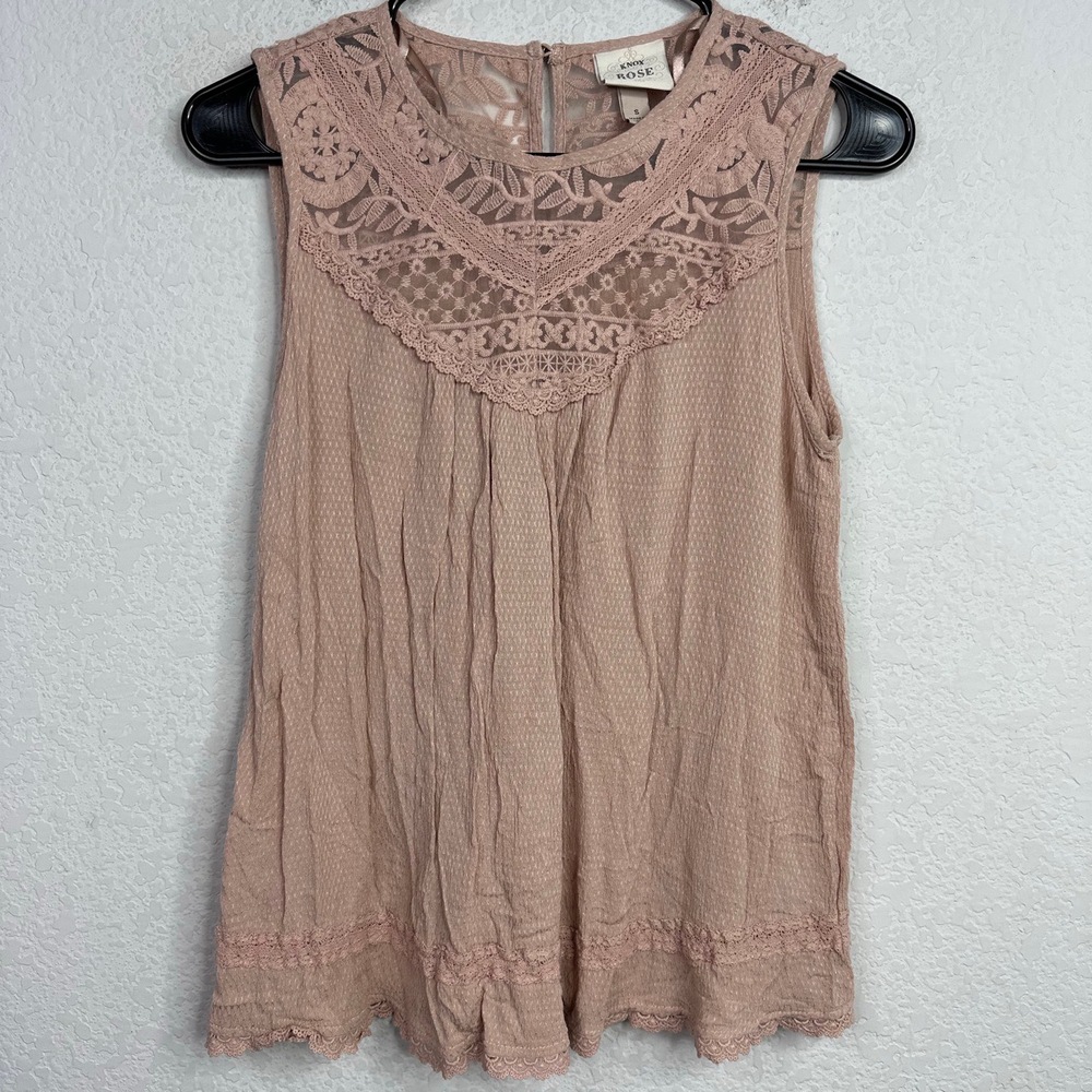 Knox Rose Shirt Womens S Pink Dusty Rose Lace Ruffle Boho Gypsy Cottagecore